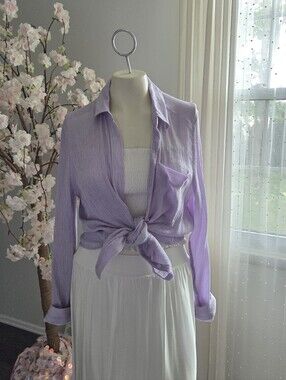 Express Lilac Button-Down Shirt